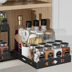 BOIVSHI Pull Out Spice Rack, Heavy Duty Spice Rack Organizer, 1 Tier Spice Organization for Cabinet, Vertical Spice Rack for Kitchen, Cabinet, Pantry (8.4''Wx10.5''Dx2.8''H, Metal Black) - size: 8.4''Wx10.5''Dx2.8''H,1 Tier