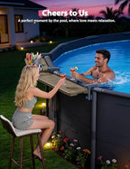 POOLHACKER Poolside Bar Extended for Above-Ground Round Pools, Original Swim-Up Bar Table, Foldable Patio Poolside Table, Weather-Resistant Stable Tabletop, Easy Maintenance, Brown - color: Extended Brown