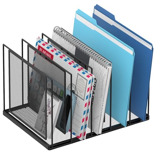 File Organizer for Desk, 5-Section Vertical File Sorter, Paper Holder Organizer Standing Metal File Folder for Office Home Classroom, Black - color: Black, size: 1 Pack 5-Section