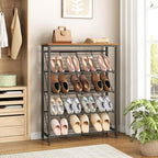 HOOBRO Shoe Rack, 5-Tier Narrow Slanted Shoe Storage Shelf, Slim Shoe Organizer for Front Door Entrance, Garage, Entryway, Holds up to 12-16 Pairs of Shoes, Rustic Brown and Black BF20XJ01