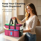 Ytonet Cleaning Caddy Bag, Large Cleaning Supplies Organizer with Handle & Foldable Divider for Cleaners, Water Resistant Housekeeping Supplies for Kitchen, Car Tool Caddy Organizer Bag, Rosered - size: Large