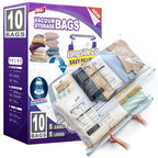 TAILI 10 Pack Vacuum Storage Bags, LONG SIDE ZIP (5 Large+5 Jumbo), Multi-Size Vacuum Seal Bags for Clothing, Storage Bulky Beddings, Comforters and Clothes, Space Saver for Closet Organization - size: 10 Combo