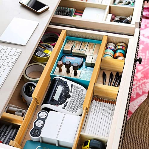 ANTOWIN Bamboo Drawer Dividers, Expandable Drawer Separators Splitter, 17-22 inches Adjustable Spring-loaded Organizer for Large Utensil, Clothes, Tools Drawers, 6 Pack Dividers + 4 Pack Baffle - color: Yellow