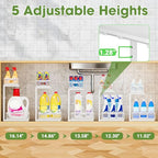 Under Sink Organizer 2-Pack, Metal 2-Tier Pull-Out Cabinet Shelf with Slide-Out Mesh Drawers, Height Adjustable, Space-Saving Under Sink Storage Racks for Kitchen, Bathroom, Laundry Room, White - color: White