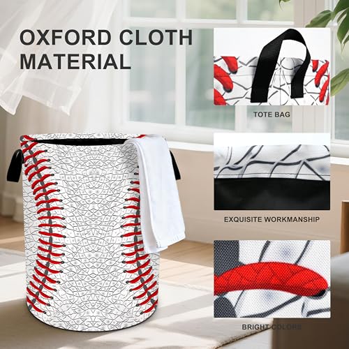 Baseball Laundry Basket Storage Bin Foldable Laundry Hamper Clothes Storage Bucket Organizer 19.6x15.7 Inch For Laundry Room/Bedroom/Bathroom - color: Baseball