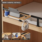 Magheo Bedside Shelf Wood, Foldable Clip-On Bed Shelf for Top Bunk Space Saving Bed Side Table Tray for College Dorm Essentials,Loft Nightstand Organizer Tray with Removable Cup Holder, Hooks - size: Foldable+cup holder/hooks