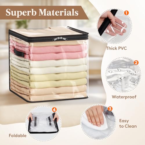 Lifewit 4 Pack Clear Clothes Storage Bags, Sweater Storage with Zipper, 36L Vinyl Foldable Moving Bags, Storage Container for Blankets Bed Sheet Sweater Yarns - size: 36L