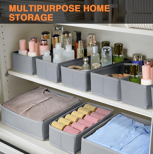 DIMJ Drawer Organizer 15 Pack - Foldable Baby Clothes Storage & Dresser Organizer for Nursery, Bedroom, Closet - Nursery Organization Dresser Dividers for underwear, Sock,Bra, Belt, Tie, Gray - color: Gray, size: 15 Pack