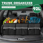 Heavy-Duty Trunk Organizer & Multi-Compartment Storage Box for SUV/Sedan/Minivan,600D Waterproof Oxford,2 Securing Hooks & Reflective Strips-Large Capacity Organiser(92L) - size: 92l (Organizer Only)