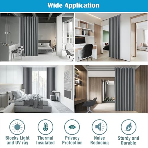 Privacy & Comfort Blackout Divider Curtain - Create Your Perfect Zones in Minutes! Noise Reducing Thermal Room Partition for Shared Rooms, Studios, Lofts, 8.5ft W x 7ft L, Grey, 1 Panel - color: Grey, size: 102"W x 84"L (Pack of 1)