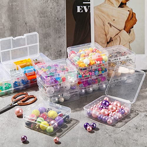SATINIOR 100 Pcs Clear Plastic Beads Storage Containers Box Small Clear Boxes with Hinged Lid Plastic Case Mini Square Arts Crafts Storage Organizers for Small Items(3.3 x 3.3 x 1.1 Inch) - size: 3.3 X 3.3 X 1.1 Inch