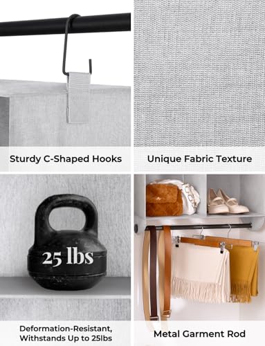 StorageWorks Hanging Closet Organizer with Metal Rod, 4-Section Closet Organizers and Storage, Collapsible Hanging Shelves for Closet, Bedroom, Kids Dorm Room, RV Camper, Gray and White - color: Grey & White, size: 12¼"D x 24½"W x 28"H