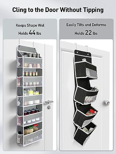 Yecaye 1 Pc Over the Door Organizer with 5 Bins 10 Side Pockets, 44lbs Load Hanging Bathroom and Bedroom Organizer, behind the Door Hanging Organizers for Nursery Newborn Baby Essential Stuff Grey - color: Grey, size: 5 Tier