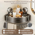 Corner Shower Caddy,Suction Cup Shower Bathroom Wall Shelf,No Drill Rust Proof Aluminum Organizer with Hooks,Floating Rack for Inside (Suction Cup Corner Shower Caddy,1 Tier,Gray) - style: Suction Cup Corner Shower Caddy ,1 Tier ,Gray