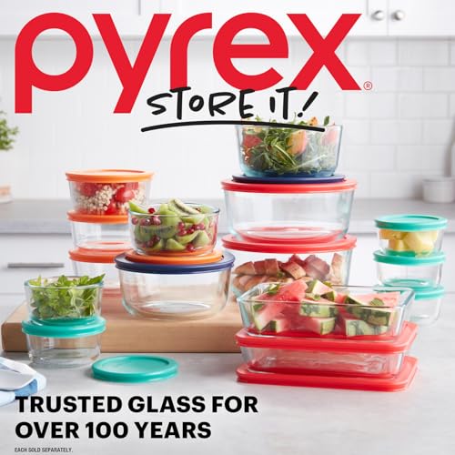 Pyrex Simply Store (7-Pack) Glass Food Storage Containers Set, (1, 2, 4 & 7 Cup) Meal Prep Containers With Plastic BPA-Free Lids, Dishwasher & Microwave Safe - size: 7 Pack