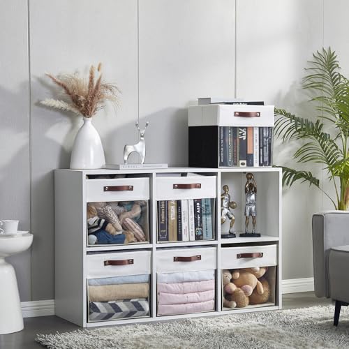 Bagnizer Storage Cubes, 4 Pack Linen Foldable Storage Bins (13 x 13 inch) with Clear Window and Handles, Fabric Organizer for Shelf Closet, Clothes, Books - (Black and White) - color: Black / Off-White, size: 13 x 13 x 13