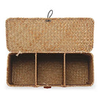 Seagrass Tank Basket with Lid Woven Toilet Roll Storage Basket with Sections Rectangular for Organize Snack Toys Tampon (Large Compartment 16.5inch L x 5.5inch W x 5.5inch H) Natural - color: Natural