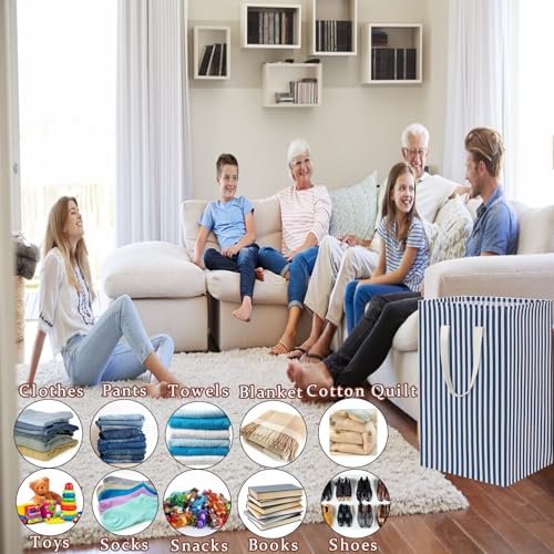 Waterproof Laundry Hamper 75L Collapsible Laundry Basket Extended Cotton Handle Laundry Bag Large Clothes Storage Toy Organization for Bathroom Bedroom Laundryroom College Dorms - color: Tiaowen-004
