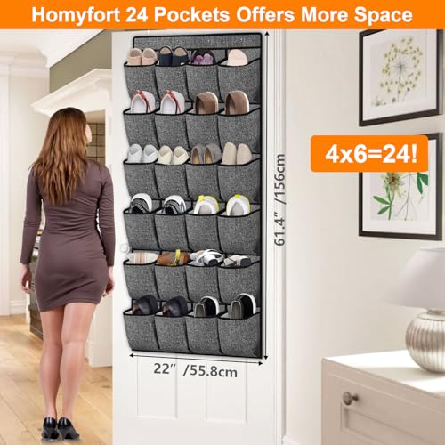 homyfort Over the Door Shoe Organizer, Hanging Shoe Rack Storage Holder with 24 Large Pockets for Closet Door, Men Women Kids Shoes, Cruise (Black) - color: Linen-like Black, size: 1 Pack 24 Pockets