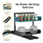 iSPECLE 2 Pack Pull Out Spice Rack - Rotate Peel and Stick No-Drill Vertical Spice Rack Organizer for Cabinet Easy Access Spices, Adjust Height for 4oz to 8oz Spice Jars, Fits Small Pantry Cabinet - color: 2-Pack Black
