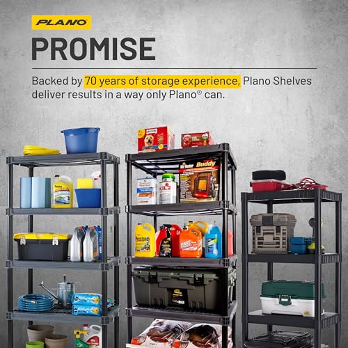 Plano 5-Shelf Extra Heavy Duty Plastic Storage Shelves, 72.5” x 36” x 24”, 1000lb Capacity, Pantry, Office, Closet and Garage Shelves, Easy to Assemble, Durable Plastic Shelving Unit - size: 5-Shelf 1000lb