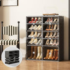 Vipbox Black Shoe Rack Organizer Cabinet for Closet Entryway,Clear Shoe Storage Boxes Stackable Sneaker Storage with Door Easy Assembly Shoe Cabinet with Lids Large 5 Tiers 20 Pairs - size: 5 Tiers 20 Pairs