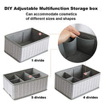 VERONLY Cosmetic Storage Bins Makeup Organizer, Adjustable Multifunction Storage Box Desk Drawer Divider for Makeup Brushes, Bathroom Countertop or Dresser, Set of 3 (Grey) - style: Tree Branch Pattern 3PC