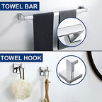 10 Pieces Bathroom Hardware Accessories Set Polished Chrome,24 Inch Bathroom Towel Rack Set SUS304 Stainless Steel, Square Bath Towel bar Set Heavy Duty, Wall Mounted - color: Polished Chrome, size: 24" 10pcs