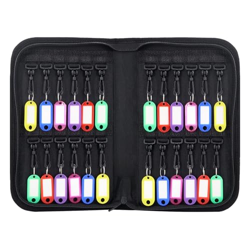 Portable Key Organizer Case 24 Hooks Waterproof & Fireproof, Key Binder Storage Box Bag for Estate Sales, Hotel Executives, Landlord, Car Rental (Black, 24) - color: Black, size: 24
