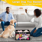 Bfttlity Dog Toy Basket - Large Dog Toy Box with Handles and Label Position Design for Living Room, Metal Dog Toy Bin Storage for Dogs Chew Pets Toys, Blankets, Clothes, Food (Black) - color: Large Black