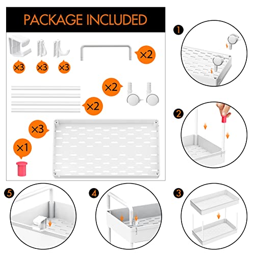 Ronlap 3 Tier Slim Rolling Storage Cart with Wheels Plastic Utility Cart Organizer for Snack Craft Art Postpartum Baby Diaper Nail Makeup in Bathroom Laundry Room Kitchen Bedside Narrow Space, White - color: White