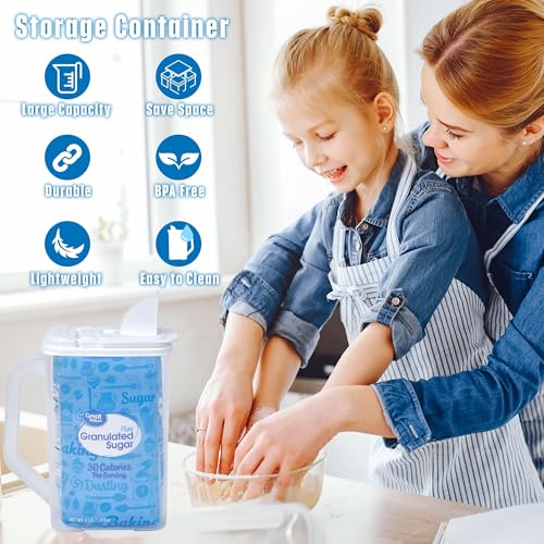 Buddeez Kitchen Pantry Container - Easy Grip Handle for Mess Free Use - Flour and Sugar Storage Made Simple - 4 Quart White Lid - size: 4 QT