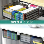 SVNNELP Under Desk Table Drawer Storage Organizer Slide Out, Attachable Hidden Self-Adhesive Under Desk Pencil Tray Drawer for Office/Classroom/Home (Clear Black/M) - size: M