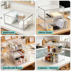 Prsildan Acrylic Makeup Organizer, 2 Pack Stackable Clear Storage Drawers for Baby Bottles Desk Organizers with 2 Drawers for Countertop Vanity Nursery Modular System for Cosmetics Jewelry - style: Style1-2 Drawers