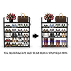 Hsscblet 6 Tiers Metal Shoe Rack,Adjustable Shoe Shelf Storage Organizer with Hooks,Stackable Boot & Shoe Storage,for Entryway,Hallway,Closet,Black - size: 6-Tier