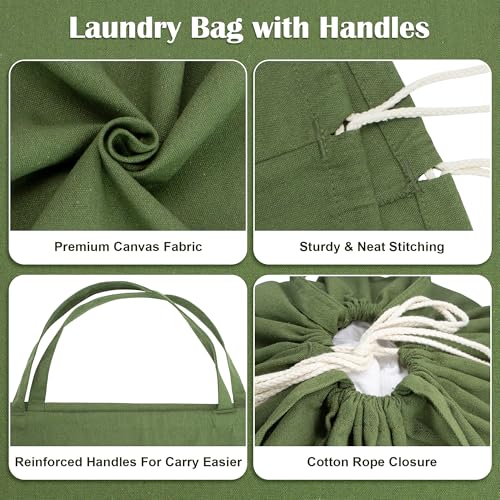 Canvas Laundry Bag 40"W x 35"H, Thick Canvas Laundry Bag with Handles & Drawstring, Extra Large Heavy Duty Washable Storage Sack (XXL,ArmyGreen) - color: Army Green, size: XXL 40"Wx35"H┃1 Pack