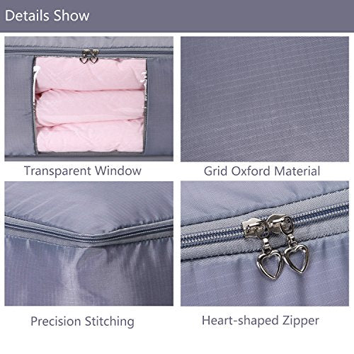 Comforter Storage Bags Containers,Pillow Beddings/Blanket Clothes Organizer Storage Containers With Zippers,Breathable and Moistureproof. (Grey 2pcs, L) - color: Grey 2pcs, size: L