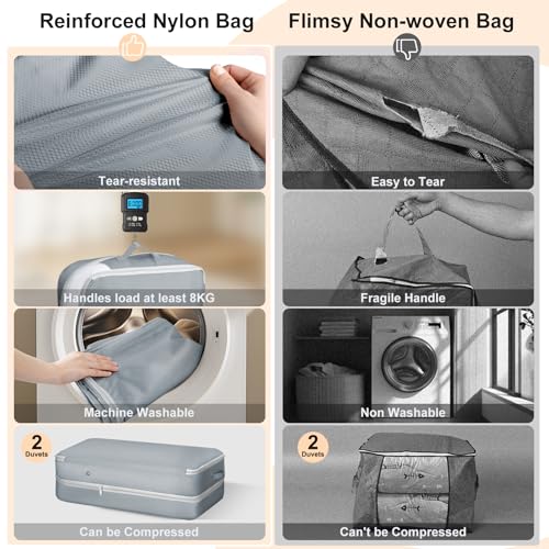 Comforter Storage Bag - Large Capacity Bedding Storage Bags Ultra Space Saving Self Compression Organizer, Washable Compression Bags for Storage Comforter Blanket Duvet Pillow, 4-Pack, Grey - color: Grey, size: 4 Packs