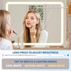 Garvee Makeup Vanity Desk with Mirror and Lights, Fluted Design, 31 in Small Storage Cabinet & 2 Drawers, 3 Lighting Modes, Stylish Dressing Table for Bedroom - color: Wood