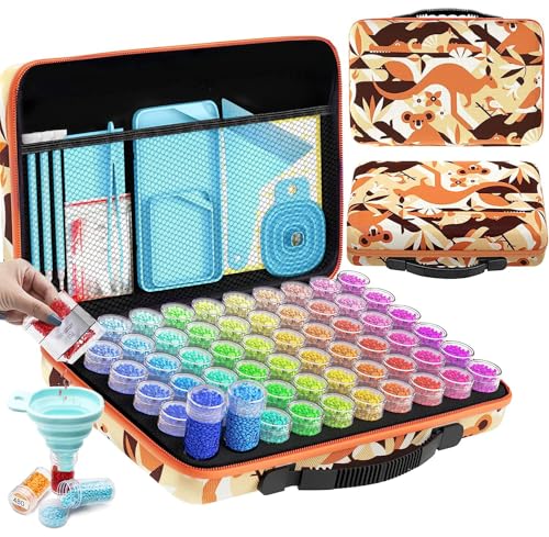 ARTDOT 60 Slots Storage Container for Diamond Art Kits for Adults,Portable Bead Storage Boxes for Diamond Painting Accessories and Tools - color: Orange, size: Medium