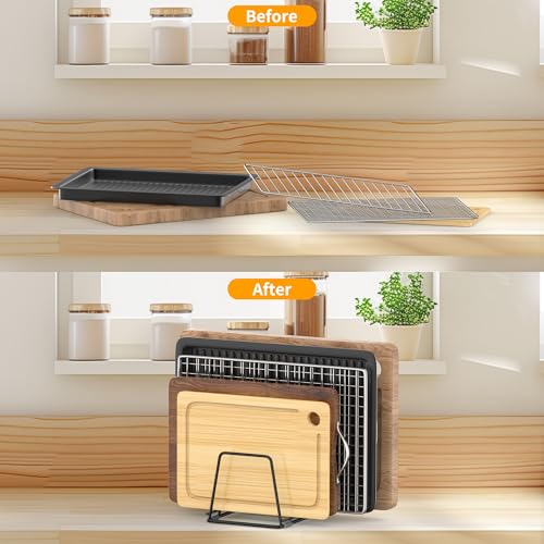 Cutting Board Organizer Kitchen Organizer Rack for Cutting Board, Bakeware, and Cookie Sheet, 5-Slot Heavy-Duty Steel Cookware Holder,Rust-Resistant with Anti-Slip Feet (1, Small) - size: Small
