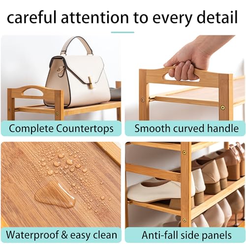 4-Tier Shoe Rack Bamboo Shoe Organizer Free Standing Shoe Storage for Entryway, Closet, Hallway, Bathroom and Living Room, Natural - size: 4 TIER