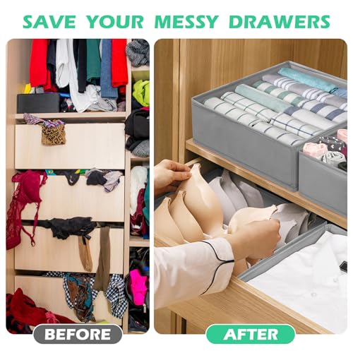 Drawer Clothing Organizer 16-Pack, Grey 3 Sizes Underwear Drawer Dividers, Fabric Folding Wardrobe Organizer, Can Store Baby Clothes, Bras, Underwear, Panties, Belts, Socks, Ties, etc. - color: Grey