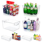 Clear Plastic Storage Bins-8 Pcs Pantry Organizers and Storage Containers with 4 Large (11"x8"x6") and 4 Small Snack Containers, Home Organization for Bathroom, Kitchen, Closet and Office - size: 4 Large & 4 Small