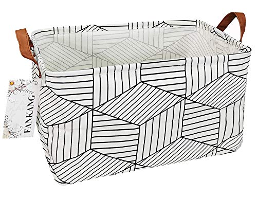 FANKANG Storage Basket,Nursery Hamper Canvas Laundry Basket Foldable with Waterproof PE Coating Storage, Office, Bedroom, Clothes,Toys (L, REC-Diamond) - color: REC-Diamond