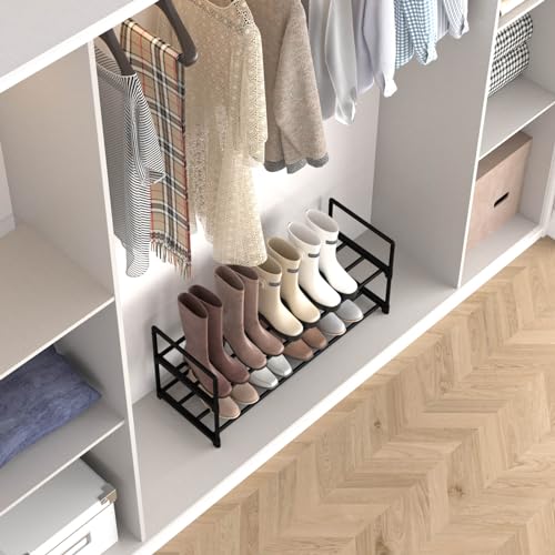 Hsscblet 2 Tier Metal Shoe Rack,Adjustable Shoe Shelf Storage Organizer,Stackable Boot & Shoe Storage,for Entryway,Hallway,Closet,Black - size: 2-Tier