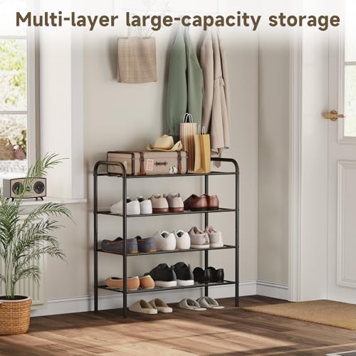 Shoe Rack,Long Shoe Organizer for Closet,Wide Shoe Storage for Entryway, 4 Tier Sturdy Metal Free Standing Shoe Shelf - size: 4-tier-short