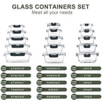 KOMUEE 30 Pieces Glass Food Storage Containers Set, Glass Meal Prep Containers Set with Snap Locking Lids, Airtight lunch Containers for Microwave, Oven, Freezer & Dishwasher,Gray - color: Gray