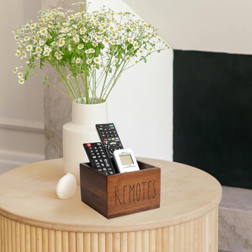LBEMEY Acacia Wood Remote Holder, Control Organizer for TV - Home, Living Room, Bedroom - Wooden Remote Box (Brown, M, 3+ Remotes) - size: M,for 3+ Remote Controls