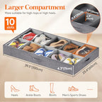 Lifewit Under Bed Shoe Storage Organizer Fits 10 Pair Sneakers, 4.3 Inches Tall Sturdy Structure Ultra Thick Fabic Sneaker Storage, Foldable Underbed Shoe Boxes for Heels, Boots, Sports Shoes 2 Pack - size: Large, Extra Large